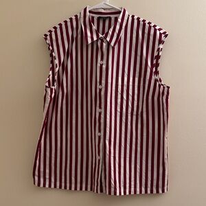 LAFAYETTE 148 NEW YORK Striped Button Down Tank